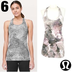 Lululemon Cool Racerback II Luon Spray Jacquard White Grey Multi-color 6 MEDIUM
